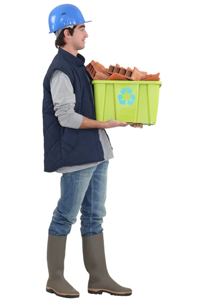 Builder recycling material — Stock Photo, Image