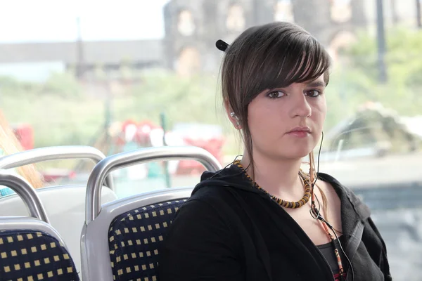 stock image Girl sitting on the bus