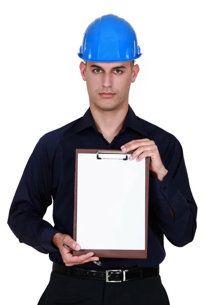 An architect with a clipboard. — Stock Photo, Image