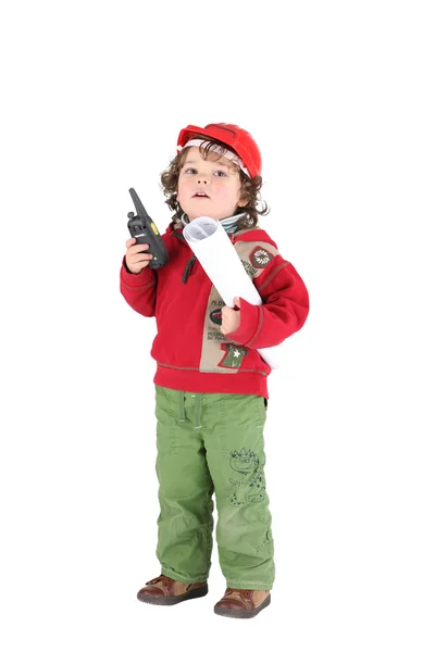 Young child dressed up as a tradesperson — Stock Photo, Image