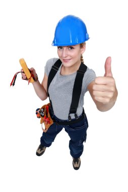 Female electrician thumb up clipart