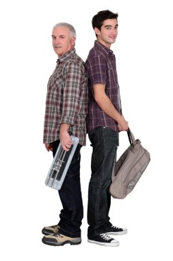 Tradesman and a college student clipart