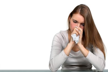 Woman sick with a cold clipart