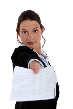 Woman giving contract clipart