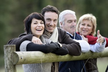 A family walking in the countryside clipart