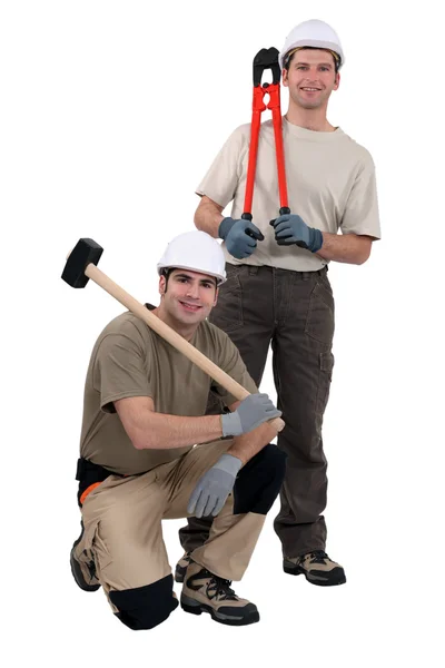 Mannen stonden met tools — Stockfoto