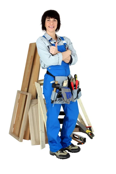 Kadın marangoz — Stok fotoğraf