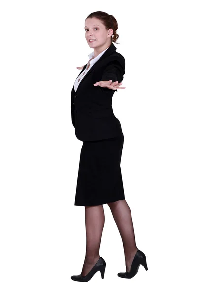 Businesswoman walking in a straight line — Stock Photo, Image