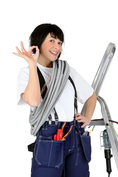 Female electrician — Stock Photo, Image