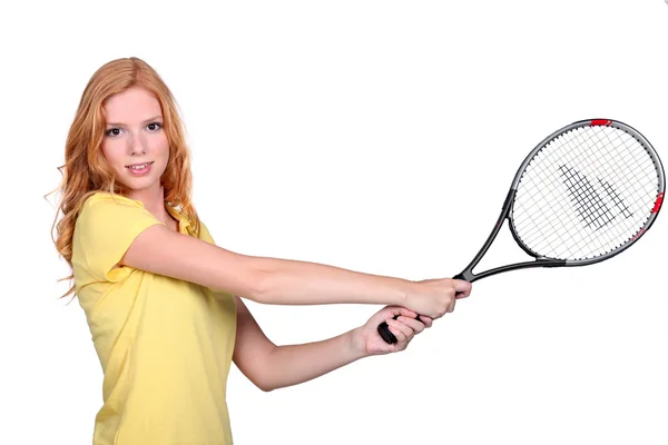 Pani grać w tenisa — Zdjęcie stockowe