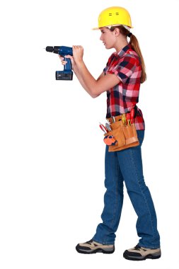 Woman with drill clipart