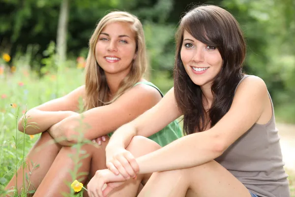 Amigos en un campo — Foto de Stock