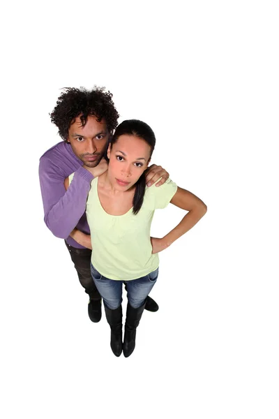 Top-view of mixed race couple — Stock Photo, Image