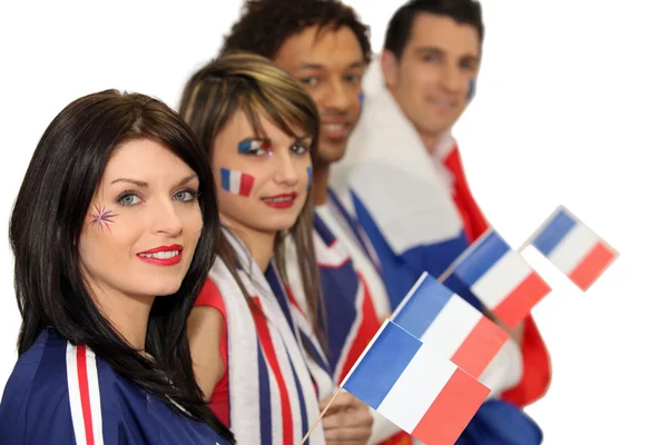 Grupo de adeptos do futebol francês — Fotografia de Stock