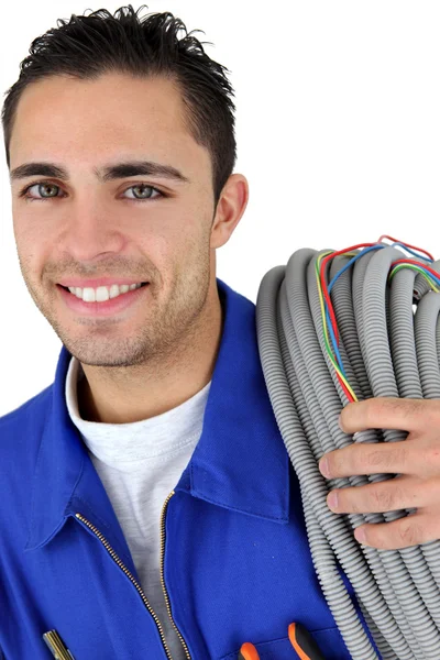 Retrato de um jovem eletricista — Fotografia de Stock