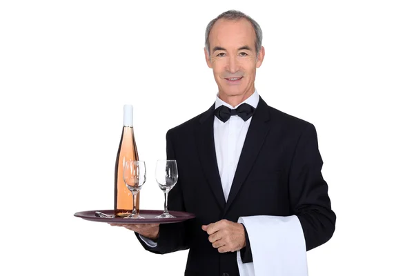 Smart waiter on white background — Stock Photo, Image