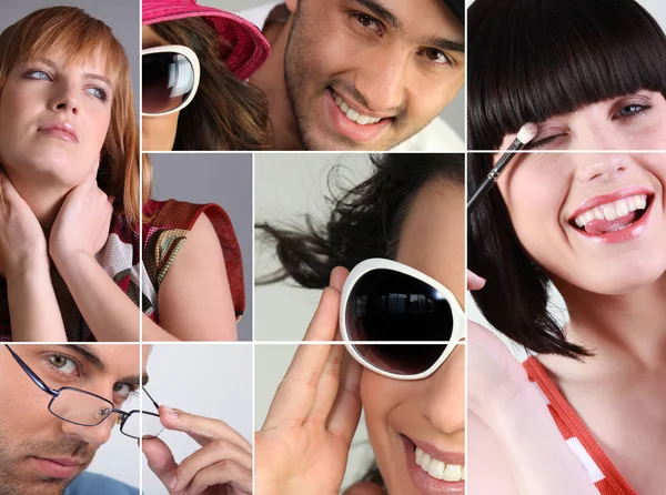 Montagem mostrando variedade de óculos — Fotografia de Stock