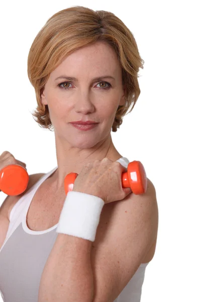 Woman with weights — Stock Photo, Image