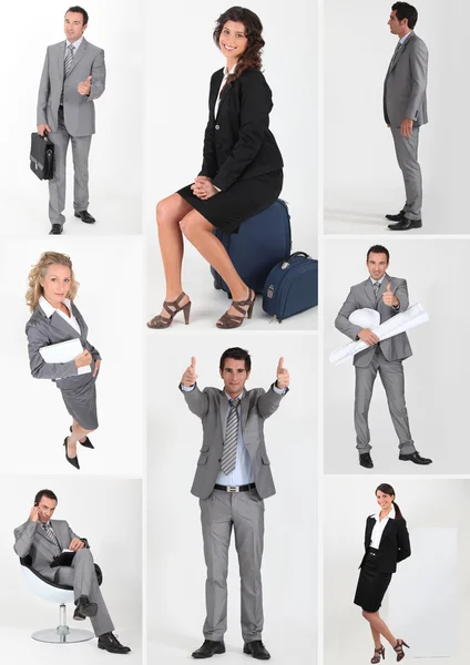 Instantâneos diversos de homens e mulheres empresários — Fotografia de Stock