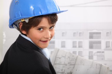 Little boy dressed as architect clipart