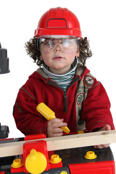 Criança jogando construtor — Fotografia de Stock
