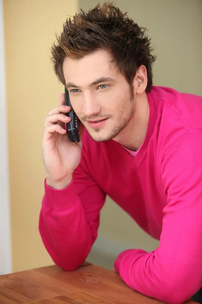 Fashionable bachelor making a call — Stock Photo, Image