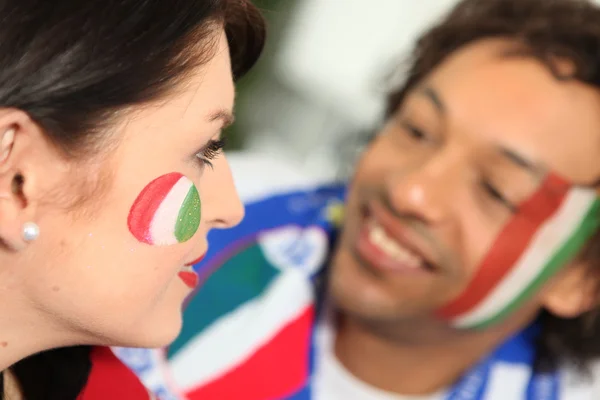 Italské fotbalové fanoušky — Stock fotografie