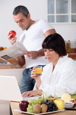 Couple having breakfast clipart