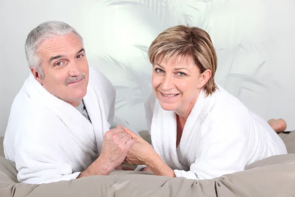 Mature couple in bed — Stock Photo, Image