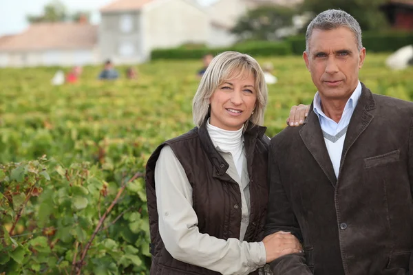 Paar voor wijngaard — Stockfoto