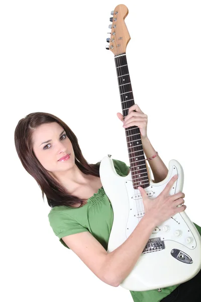 Dziewczyna gra na gitarze, łapka — Zdjęcie stockowe