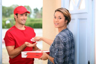 Man delivering pizza clipart