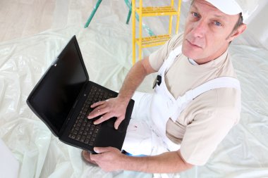 Painter with computer clipart