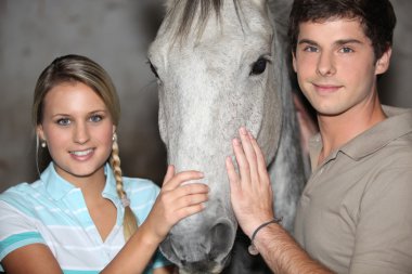 Teens with horse clipart