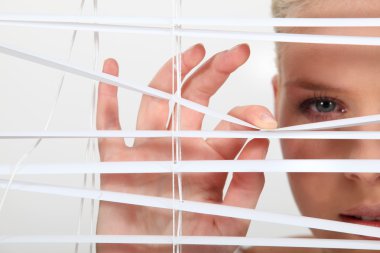 Girl behind blinds clipart