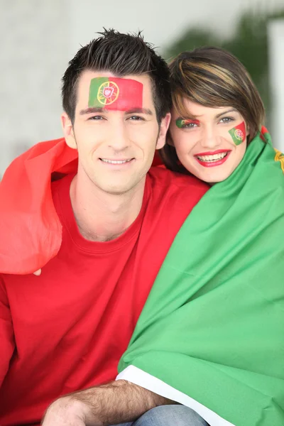 Portuguese soccer fans — Stock Photo, Image