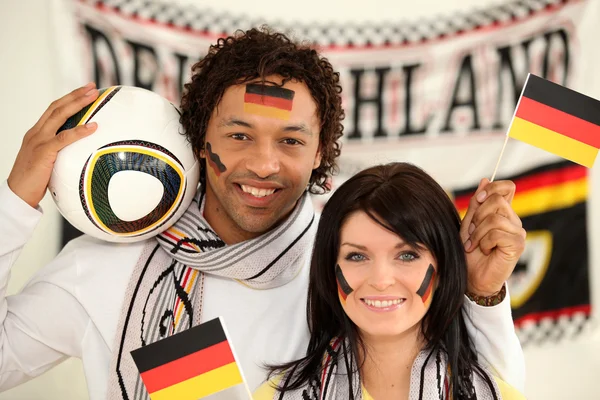 Heureux supporters de football allemand — Photo