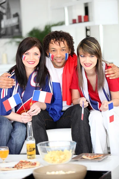 Three French supporters — Stock Photo, Image