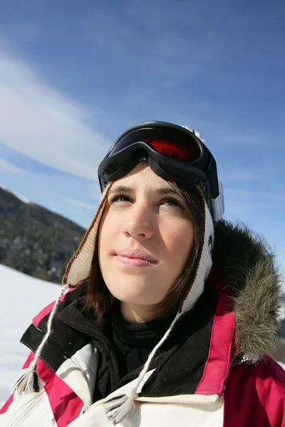 Close-up van teenage skiër — Stockfoto