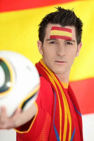 Aficionado al fútbol español apasionado — Foto de Stock