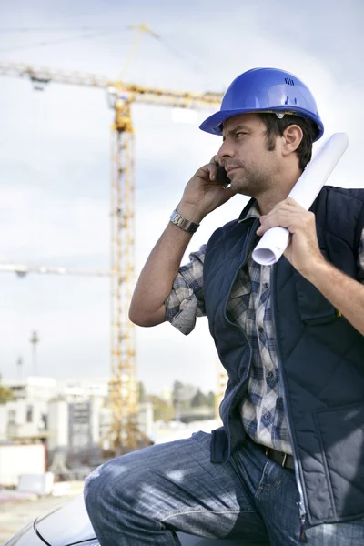 Foreman stood with site in the background — Stock Photo, Image