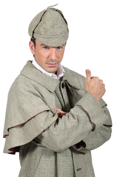 Людина в костюмі Шерлок Холмс — стокове фото