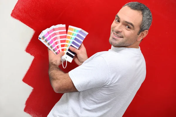 Malíř se vzorky barev — Stock fotografie