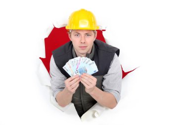 Craftsman holding money clipart