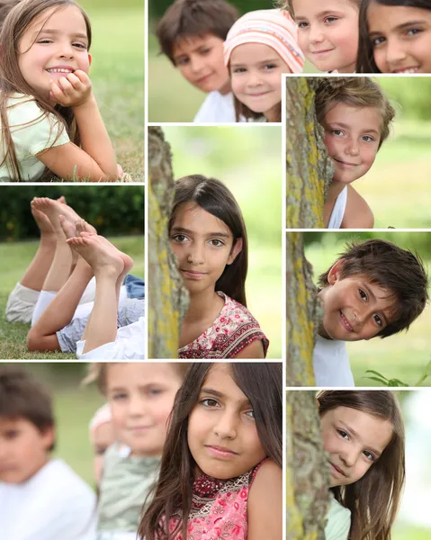 Montage of children playing in the park — Stock Photo, Image