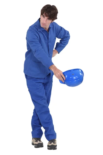Construction worker taking a bow — Stock Photo, Image