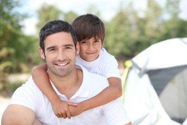 Father and son camping clipart