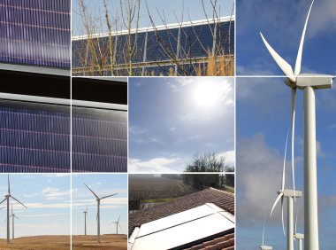 Montage of renewable energy sources clipart