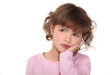 Young girl looking worried clipart