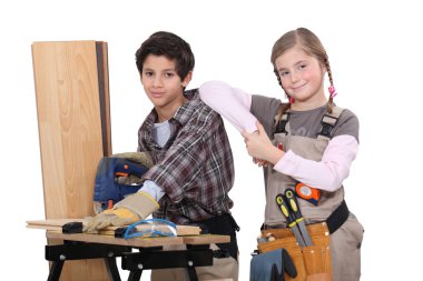 Child carpenters clipart